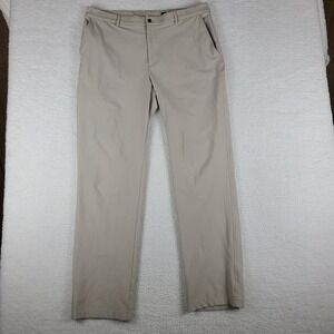 Dunning Pants Mens 38x33 Beige Solid Straight Leg Performance Tech Golf‎ Chino